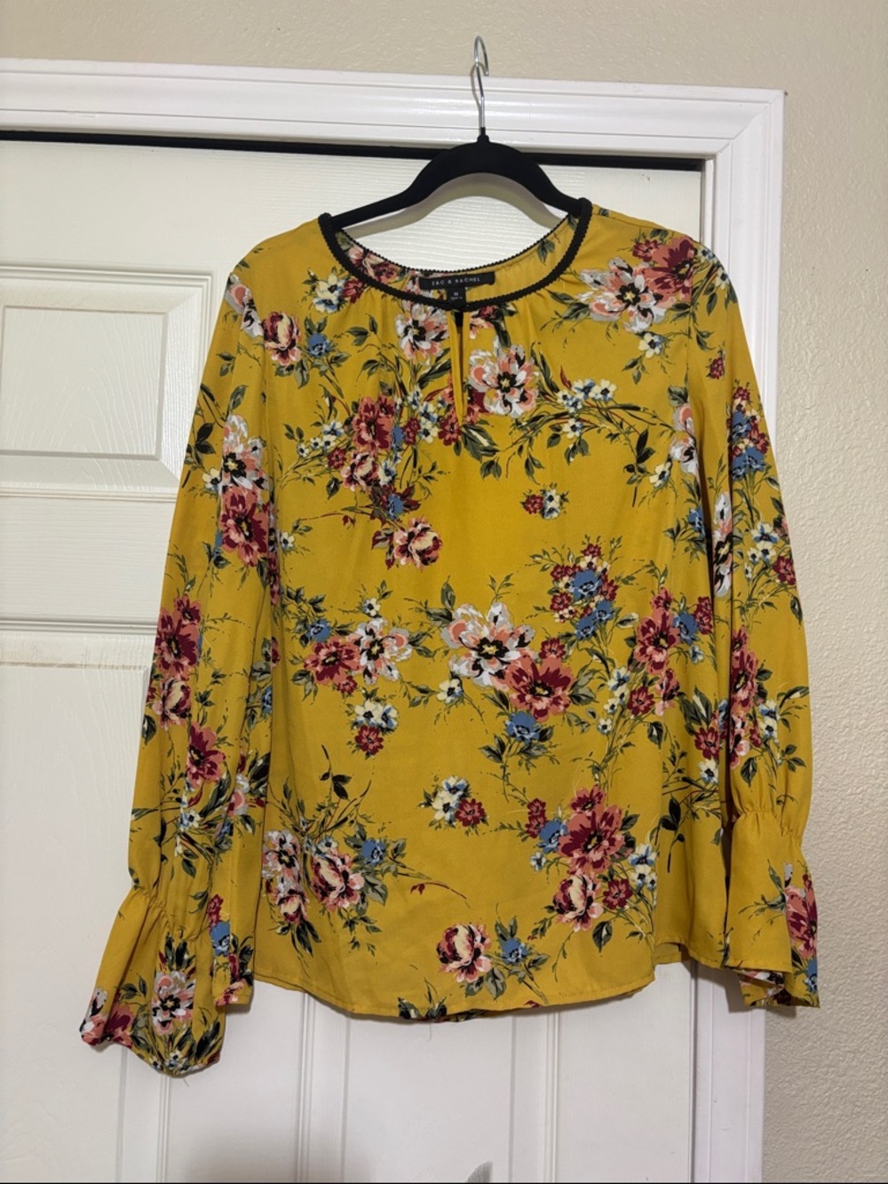 Zac & Rachel Mustard Yellow Floral Long-Sleeve Blouse